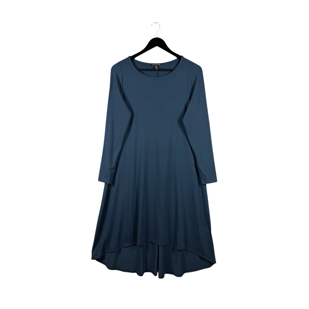 Eileen Fisher Dress Women's S/P Slate Blue Jersey Knit Stretch Long Sleeve